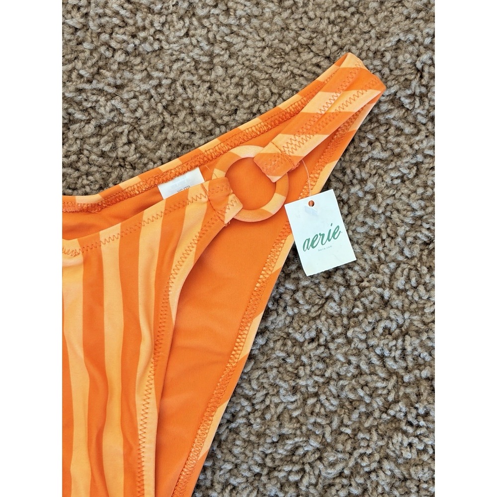 Aerie Orange Stripe Bikini Swimsuit Bottoms Womens XS NEW NWT - Picture 6 of 10